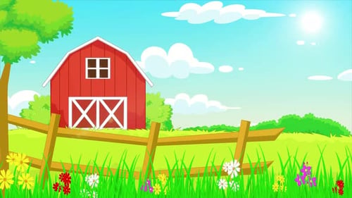 Cartoon Farm 4k Landscape
