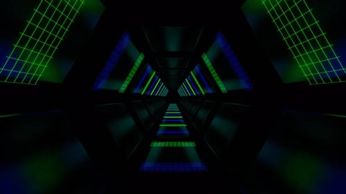Blue And Green Neon Sci Fi Cyber Dimension Tunnel Background Vj Loop In 4K