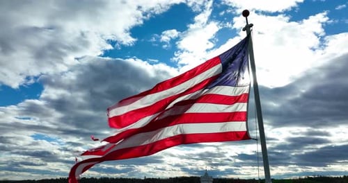 American Flag Waving Proudly in the Wind