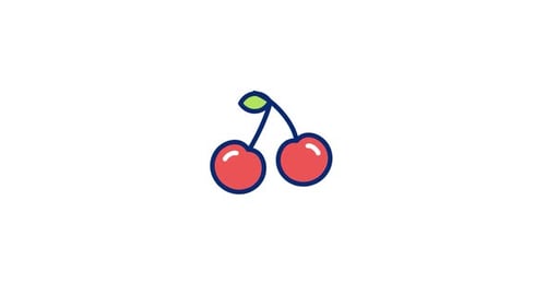 Animated Flat Design Cherries Pop Up and Wiggle