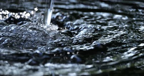 Water Cascading and Rippling Close Up Shot