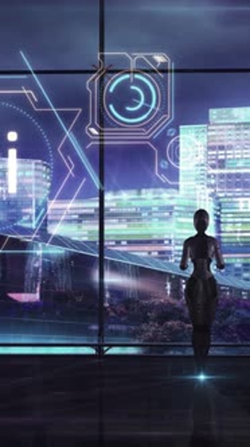 Espacio digital virtual con renderizado 3D de inteligencia artificial