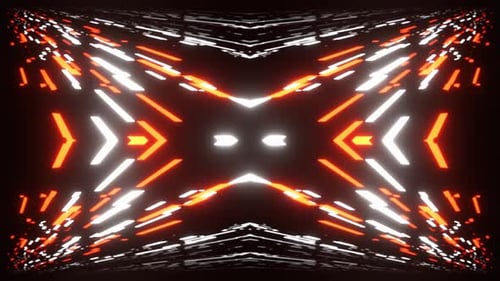 Orange And White Abstract Light Speed Digital Symmetry Background Vj Loop In 4K