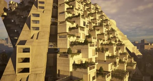 Maravilla arquitectónica moderna que muestra el diseño orgánico y la integración de la vegetación