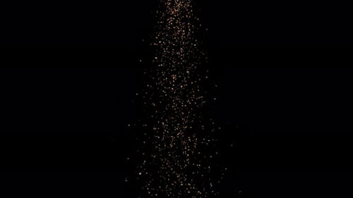 Falling Golden Glitter Confetti on Black Background