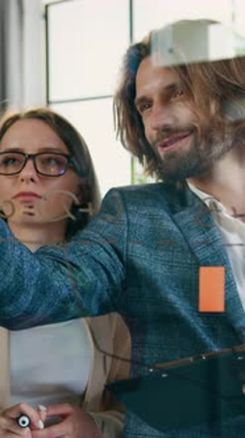 Handsome Two Bearded Men and One Pretty Woman All Creators in Design Office Brainstorming Fresh