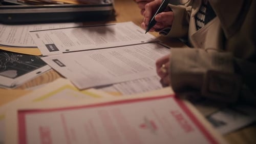 agents ou détectives examinant et discutant de documents classifiés, de bureau, de documents sensibles