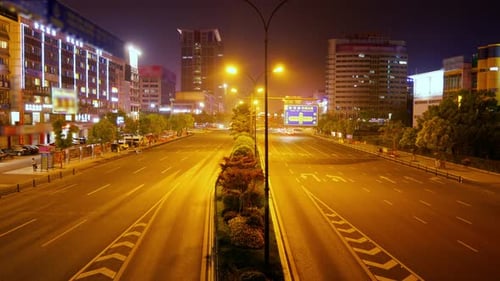 Yiwu, China - May 2018: Concept Vehicles Moving on the Night