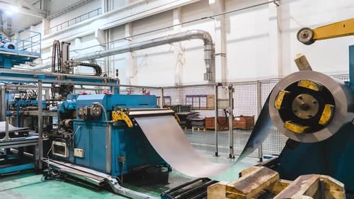 Industrial Machine Processing Metal Sheet in Factory