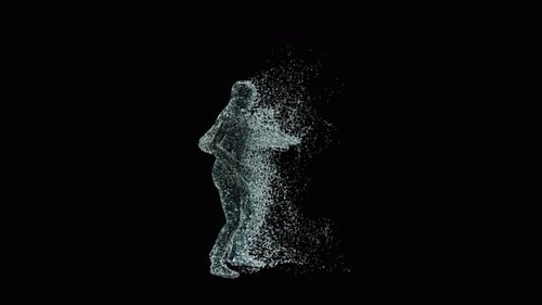 Water Particle Human Figure Dissolving and Reforming Loop
