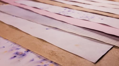 Handmade craft paper with natural vegetable dye texture. Eco recycled sheets for scrapbooking