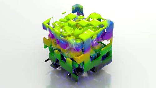 Green Abstract 3D Cube 61