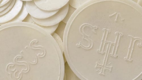 Communion Hosts Sakramentale Brote Ansicht von oben