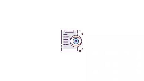 Flat Design Eye and Clipboard Icon Animation