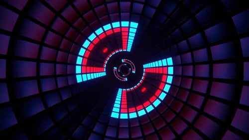 Tunnelhintergrund mit wechselndem Lichteffekt in Rot und Weiß VJ Loop In 4K