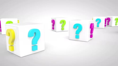 Dynamic Colorful Question Mark Cubes Abstract Background