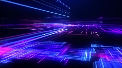 Abstract Digital Network Data Flow Lines Technology Futuristic Purple Blue Glow Light Speed