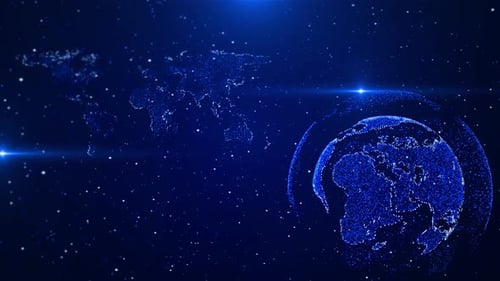 Futuristic Digital Earth Globe and World Map Technology Background