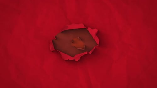 Animated Red Crumpled Paper Tear Reveal