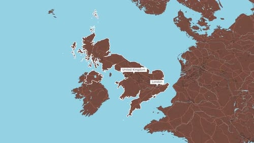 Rotierende Karte von Großbritannien und London