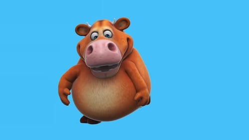 Fun 3D cartoon cow dancing (with alpha channel included)