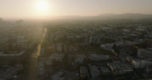 a city with buildings and a road