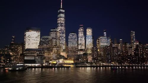 Night Skyline of New York Skyline At Manhattan In New York United States.