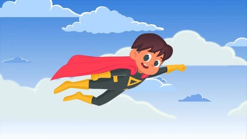 Superheld, der im Himmel fliegt
