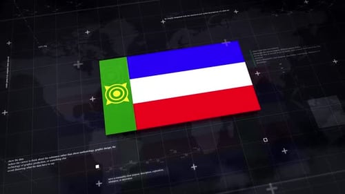 Republic of Khakassia Flag Waving Futuristic Digital Background
