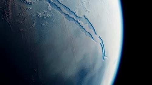 Vue planétaire époustouflante avec caractéristiques géologiques