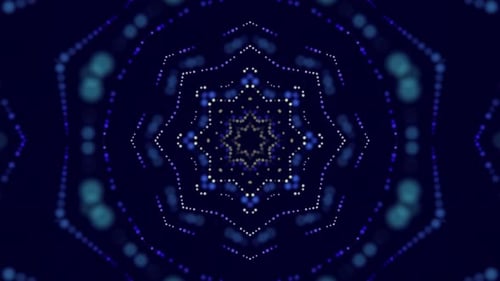 Abstract Geometric Glowing Dots Kaleidoscope Background