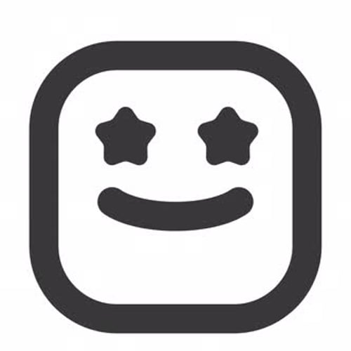 Bouncing Star-Eyed Happy Face Flat Design Icon