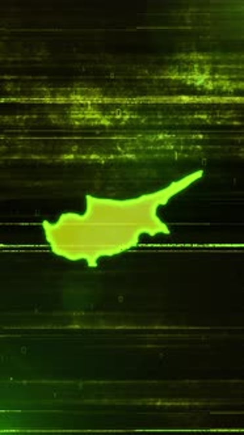 Cyprus Digital Futuristic Glitch Map - Vertical Video