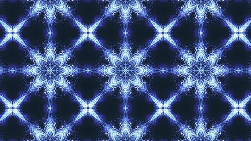 Abstract Blue Glowing Kaleidoscope Pattern Background Loop