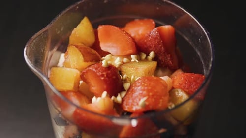 Fruits and Berries in a Blender Smoothie Preparation