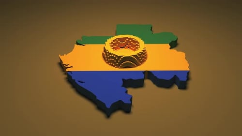 Animated Country Map Revealing Voxel Flag Fill Effect
