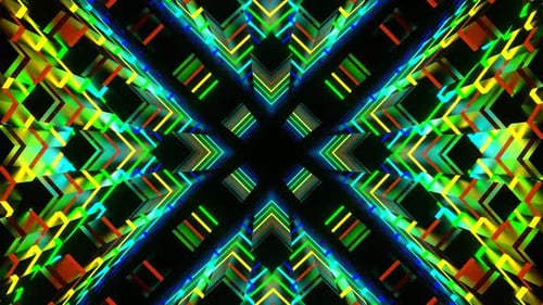 Rainbow Neon Light Moves In Rectangles Background Vj Loop In 4K