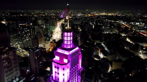 Paisagem
urbana noturna de São Paulo. Paisagem noturna da cidade do centro urbano