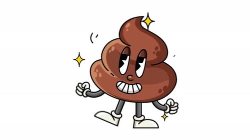 Animated Retro Cartoon Poop Emoji Character