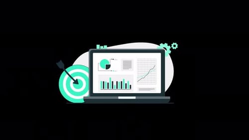 Animated Business Analytics and Success with Flat Design