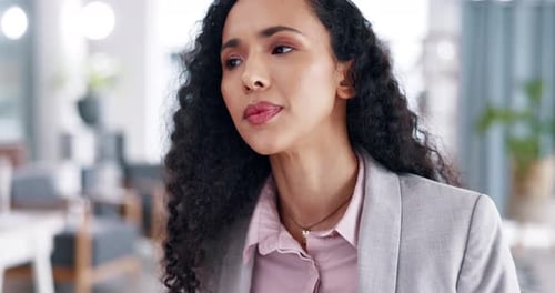 Headache, business woman and office stress of a worker with anxiety and burnout from work