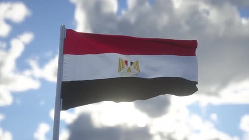 Animated Egypt Flag Waving in Realistic Outdoor Scene