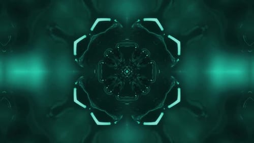 Abstract Futuristic Glowing Green Kaleidoscope Pattern Loop