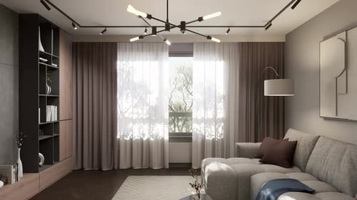 Modern Interior Living Room Camera Pullback