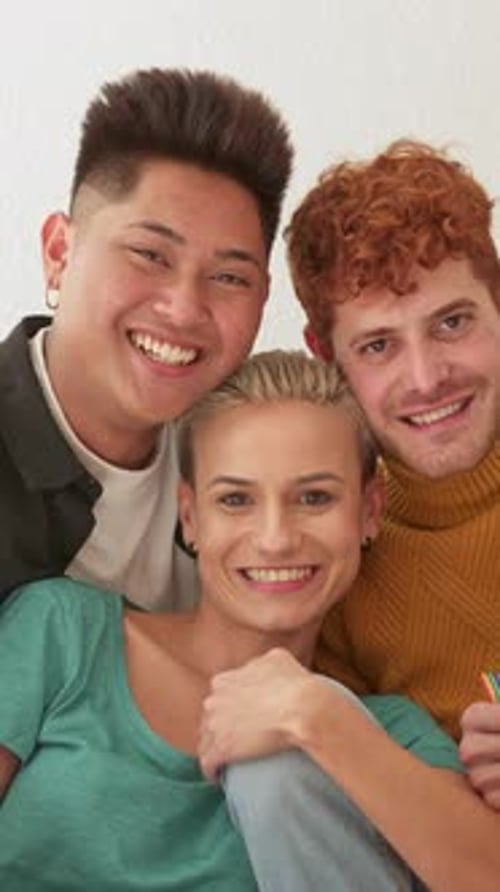 Three Friends Smiling Together