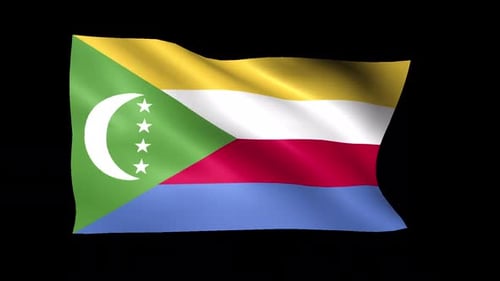 Comoros National Flag Waving with Alpha Channel