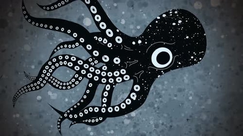 Krakenkrake schwimmt mit riesigen Tentakeln unter dem Meer