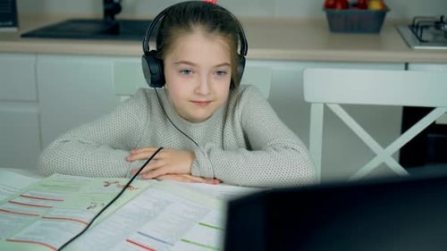 Back to School Online Learning Distance Lesson Education at Home Technology for School Girl Business