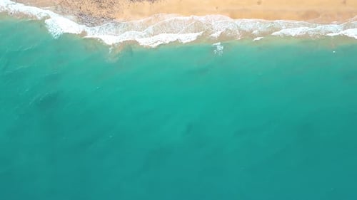 Summer seascape beautiful waves, blue sea water in sunny day. Esquinzo beach, Spain, Canary Island T