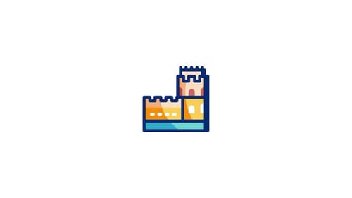 Animated Travel Landmark Castle Icon in Modern Style
